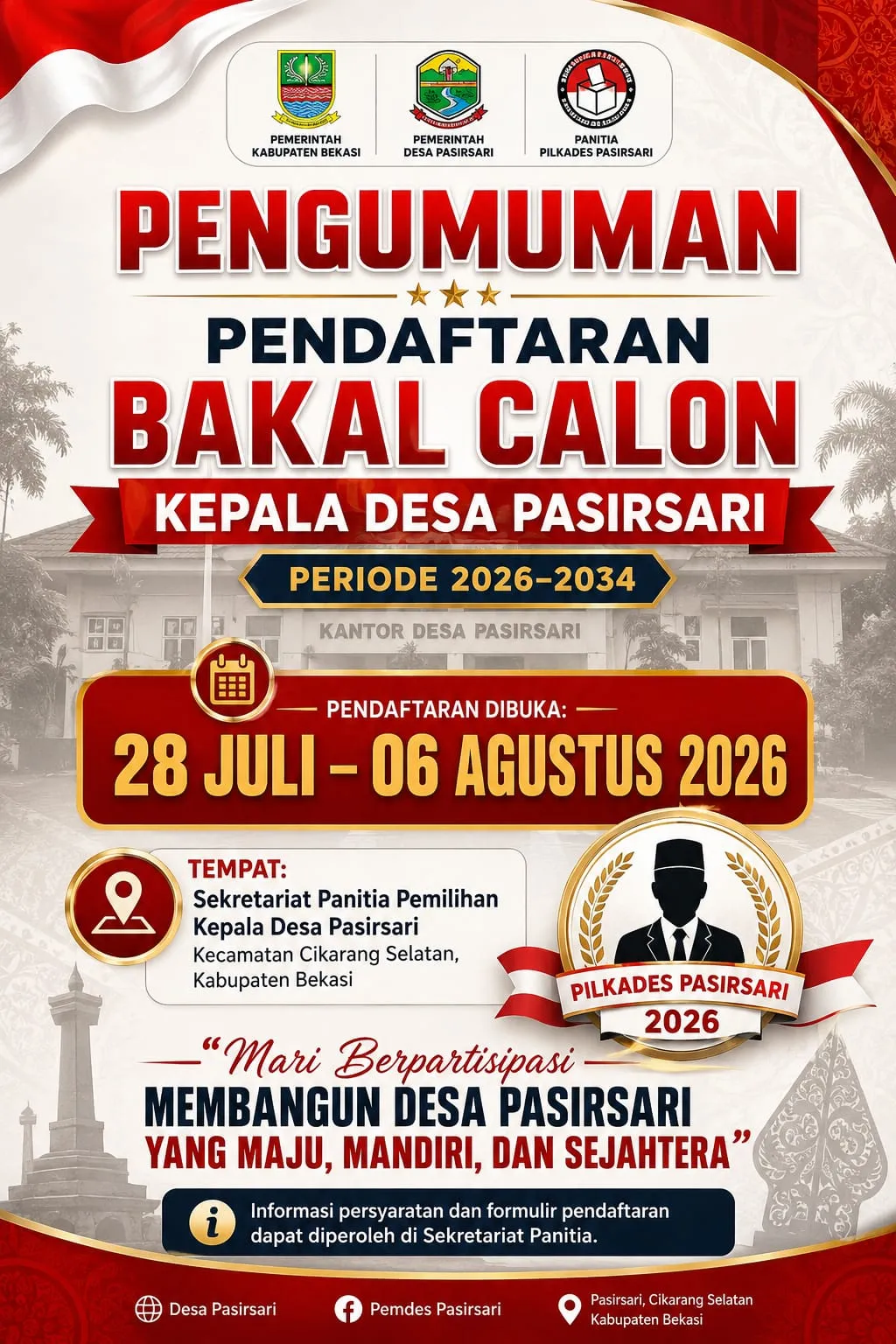 PENGUMUMAN PENDAFTARAN BAKAL CALON KEPALA DESA PASIRSARI